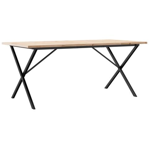 Tavolo Da Pranzo Telaio A X 180x90x75,5 Cm Legno Pino E Acciaio - Foto 2