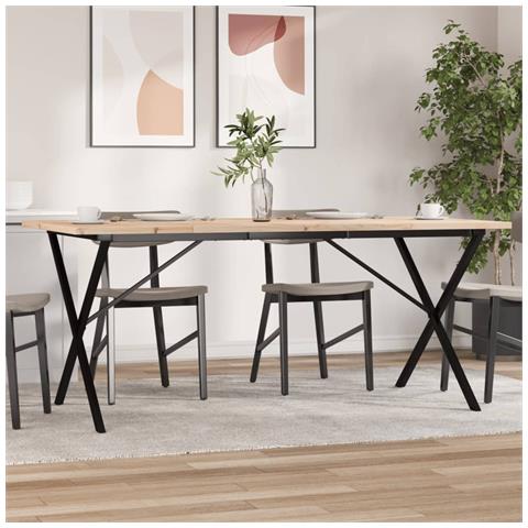 Tavolo Da Pranzo Telaio A X 180x90x75,5 Cm Legno Pino E Acciaio - Foto 1