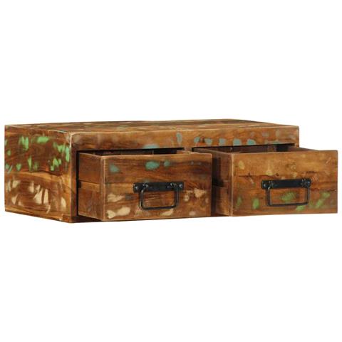 Mobile Tv A Parete 60x30x19 Cm In Legno Massello Di Recupero - Foto 2