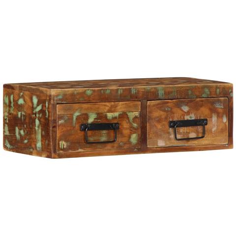 Mobile Tv A Parete 60x30x19 Cm In Legno Massello Di Recupero - Foto 3