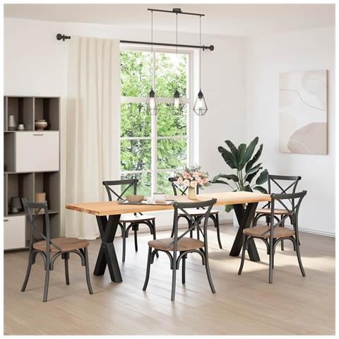 Gambe Tavolo Pranzo A Forma X 2 Pz Nero 50x(72-73) Cm Acciaio - Foto 2