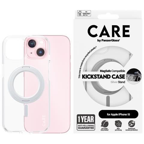 CARE Feature Case Transparent w. Silver Kickstand & MagSafe iPhone 15 - Foto 2