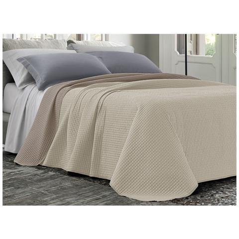 Quilt Trapuntino Estivo 100gr Mq Bicolor Double Face Tinta Unita Modello Cloe Piazza E Mezza Beige - Foto 1