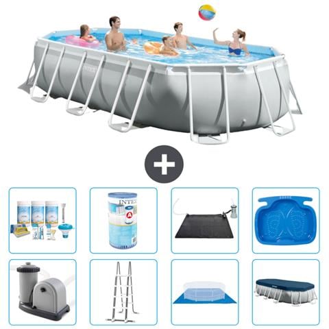 Piscina Fuori Terra - Ovale - 503x274x122 Cm - Grigio - Include Accessori Coordinati A2569 - Foto 1