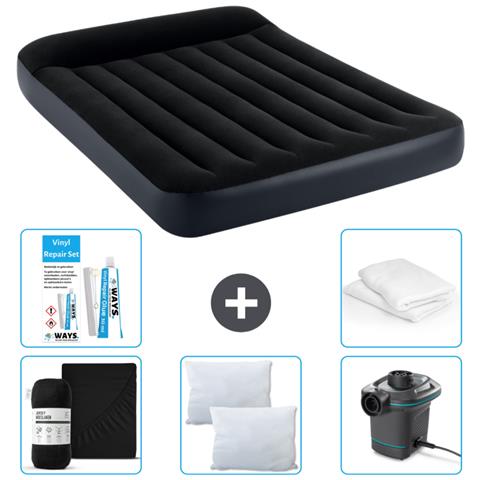 Set Materassino Gonfiabile - 191x137x25 Cm - Blu Scuro - Include Accessori Coordinati Cb6 - Foto 1