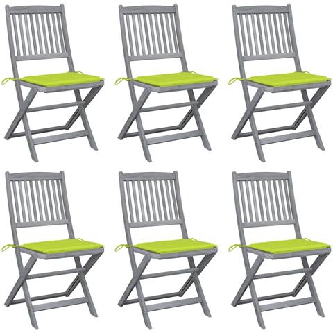 Sedie Da Giardino Pieghevoli 6pz Con Cuscini In Massello Acacia - Foto 2