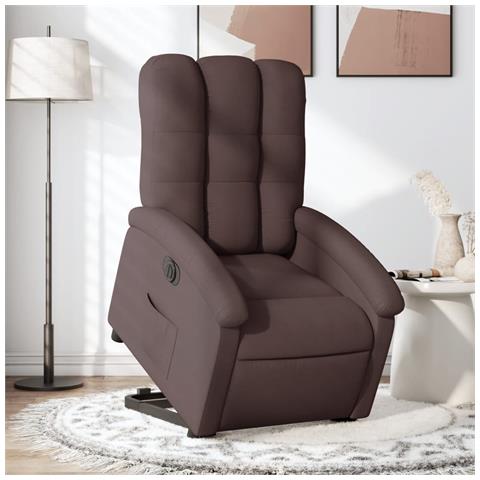 Poltrona Alzapersona Reclinante Elettrica Marrone Scuro Tessuto - Foto 8