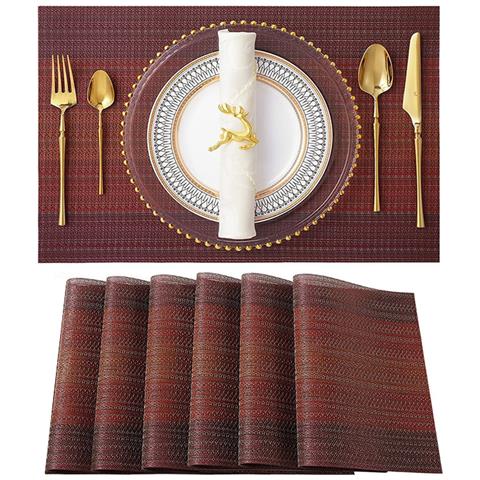 Set Di 6 Tovagliette Resistenti Al Calore 30x45 Cm, Tovagliette In Pvc Intrecciato, Antiscivolo, Lavabili E Facili Da Pulire Red - Foto 2
