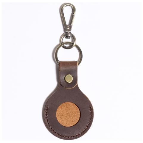 Custodia Premium In Pelle Per Airtag Con Anello Portachiavi - Marrone Coffee - Foto 1