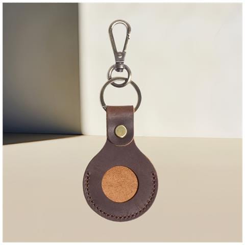 Custodia Premium In Pelle Per Airtag Con Anello Portachiavi - Marrone Coffee - Foto 2