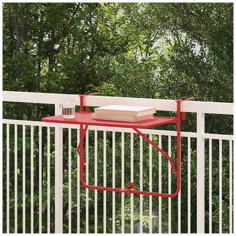 Tavolo da balcone a scomparsa rosso 60x40 cm in acciaio - Foto 2