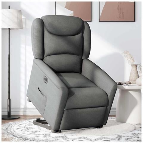 Poltrona Alzapersona Reclinabile Elettrica Grigio Scuro Tessuto - Foto 2