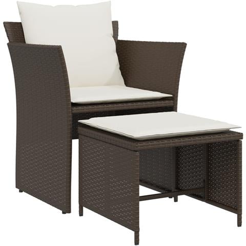 Sedia da Giardino con Poggiapiedi in Polyrattan Marrone - Foto 1