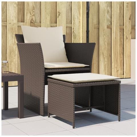 Sedia da Giardino con Poggiapiedi in Polyrattan Marrone - Foto 2