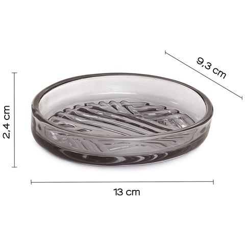 Portasapone D'appoggio In Vetro Cr11 Gedy Serie Corinne Trasparente Fumè - Foto 2