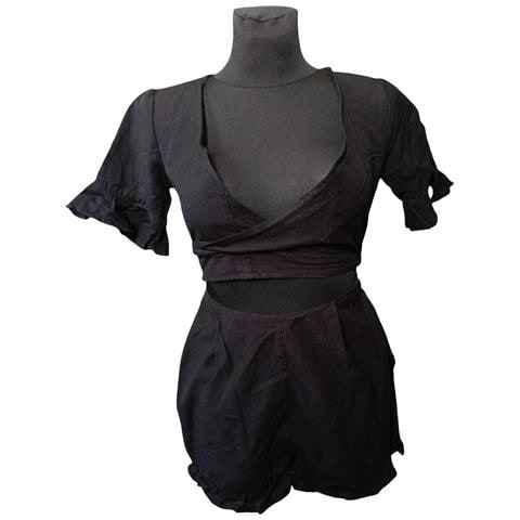 Asos Tuta Con Pantaloncini Manica Corta Leggero Comodo Nero Taglia 36 - Foto 1