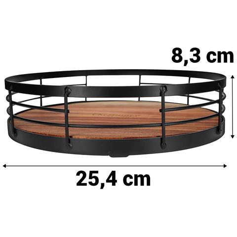 Vassoio In Legno E Metallo Per Cucina Girevole Rotante Ultra Pratico, Noir / Marron - Foto 5