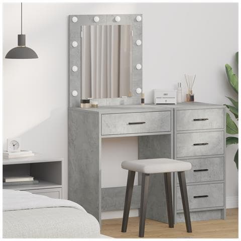 Tavolo da Trucco con Luci LED in Grigio Cemento, 50x41x135 cm - Foto 2
