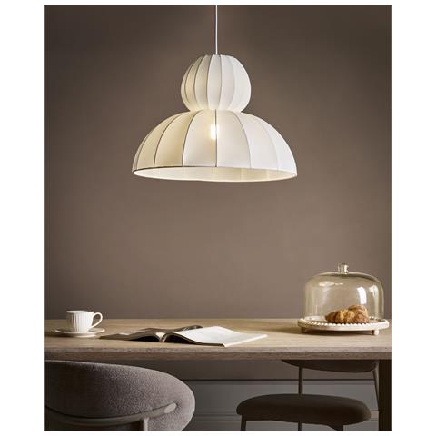 Lampadario Goelette Finta Seta Bianco - Foto 1