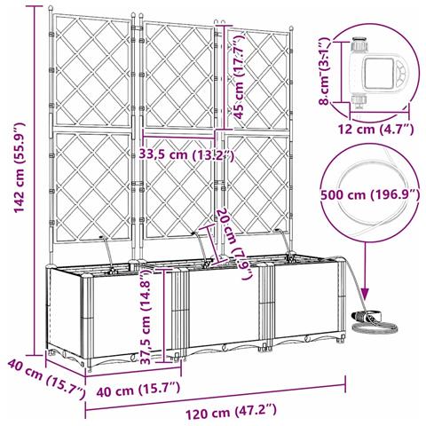 Vasi da giardino Marrone 120 x 40 x 142 cm Acciaio - Foto 9