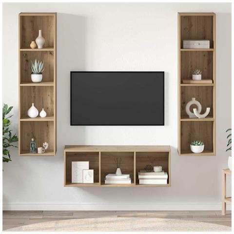 Set di mobili TV 3 pcs rovere artigianale 37 x 37 x 142.5 cm - Foto 2