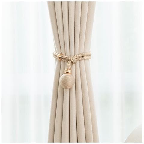 Set Di 2 Fermatenda Decorativi A Sfera - Eleganti Accessori Per Tende Beige - Foto 1