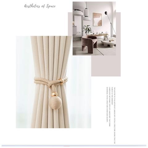 Set Di 2 Fermatenda Decorativi A Sfera - Eleganti Accessori Per Tende Beige - Foto 2