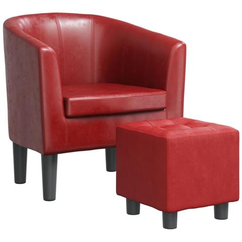 Poltrona a Pozzetto con Poggiapiedi Rosso Vino in Similpelle - Foto 1