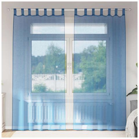 Tende in Voile con Passanti 2 pz Blu Reale 140x225 cm - Foto 2