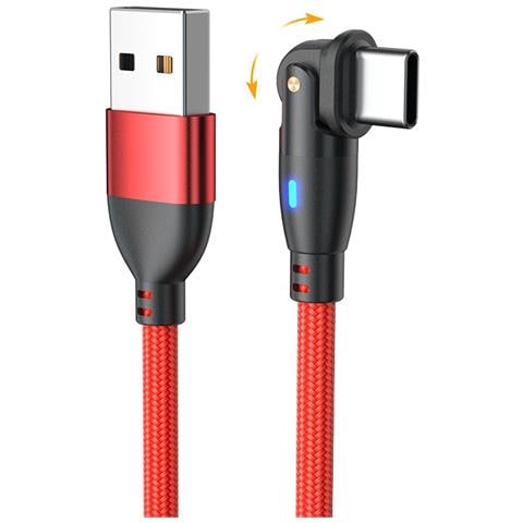 Cavo Di Ricarica Dati Usb A Type-c Rotante A 180° - Confezione Da 2, Ricarica Rapida, Treccia In Nylon Red 3 M - Foto 1