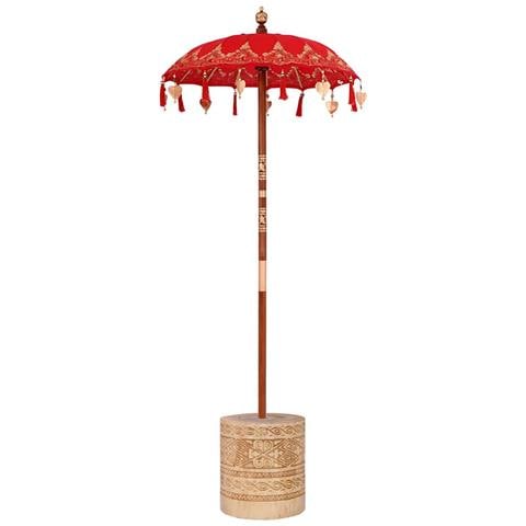 Parasol con Base Rosso, Marrone 250 cm Cotone, Legno - Foto 1
