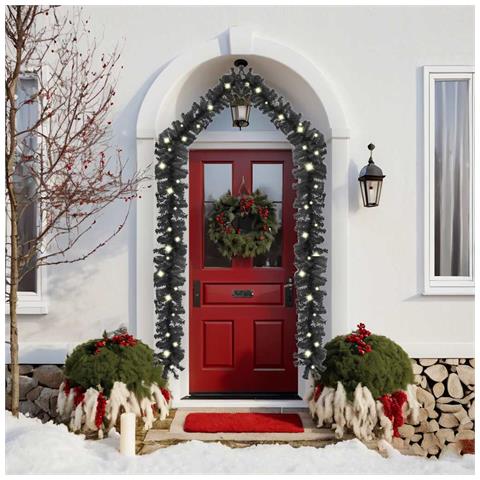 Lusso Casadino - Ghirlanda Natalizia Con Luci A Led 10 M Nera - Foto 1