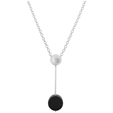 Girocollo In Argento Sterling 925 E Cristallo A Pendolo Nero - Foto 3