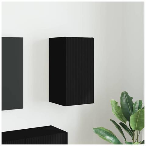 Mobile TV da parete Nero 30 x 31 x 60 cm Legno multistrato - Foto 2