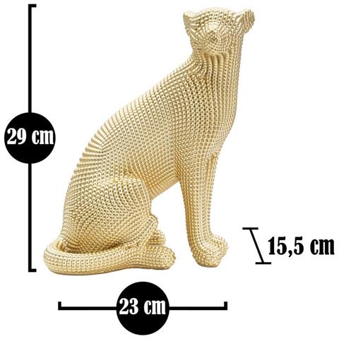 Scultura Leopardo Gold In Resina Dorata - Foto 7