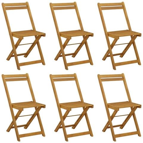 Sedie da giardino pieghevoli 6 pcs Naturale 40 x 53 x 80 cm - Foto 1
