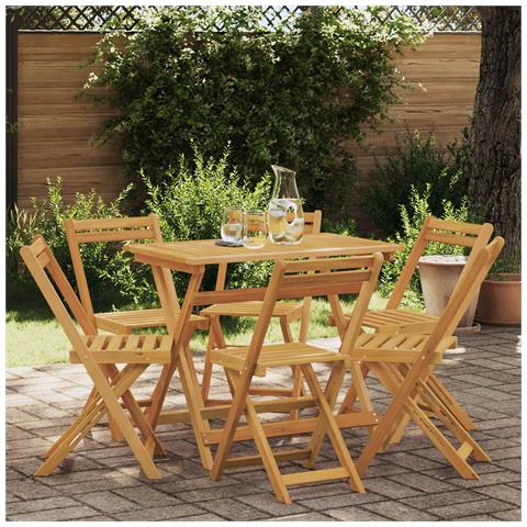 Sedie da giardino pieghevoli 6 pcs Naturale 40 x 53 x 80 cm - Foto 2