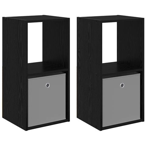 Comodino 2 pcs Rovere Nero 35 x 32 x 68,5 cm Legno multistrato - Foto 1
