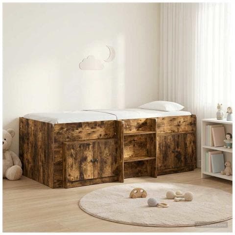 Struttura Letto Loft con Mobile con porta 3 pz Rovere Fumo - Foto 2