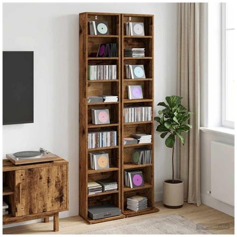 Mobile per CD 2 pz Legno di quercia 33 x 23,5 x 175 cm - Foto 2