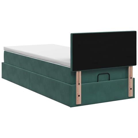 Letto ottomano con materasso Verde Scuro 90 x 190 cm Velluto - Foto 9