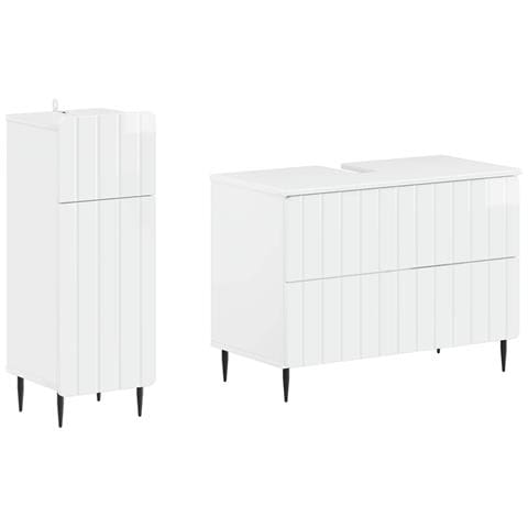 Set di Armadi da Bagno da 2 Pezzi ZWOLLE Bianco Lucido - Foto 1