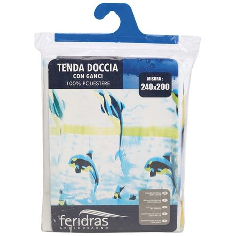 Tenda di protezione per doccia in poliestere 240 x 200 con fantasia a righe - Foto 1