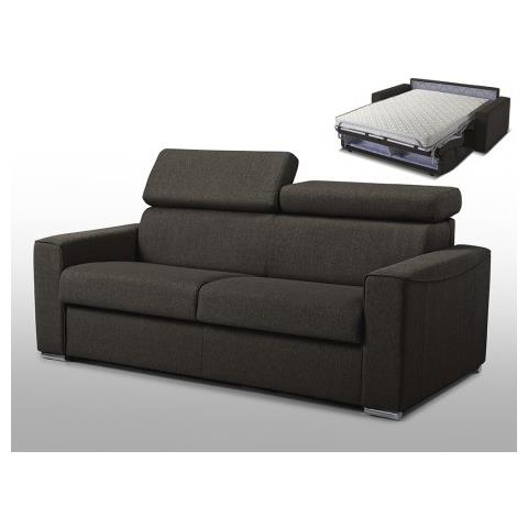 Linea sofa divano letto a 3 posti a ribalta in tessuto vizir ... Divani marroni tessuto
