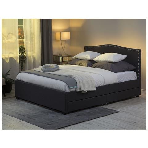 Letto Contenitore In Tessuto Grigio E Led Bianco 180x200cm Montpellier - Foto 12