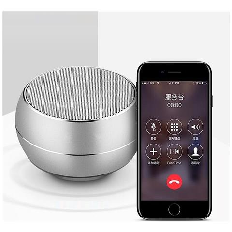 Speaker argento Bluetooth led senza fili rotondo - Foto 1