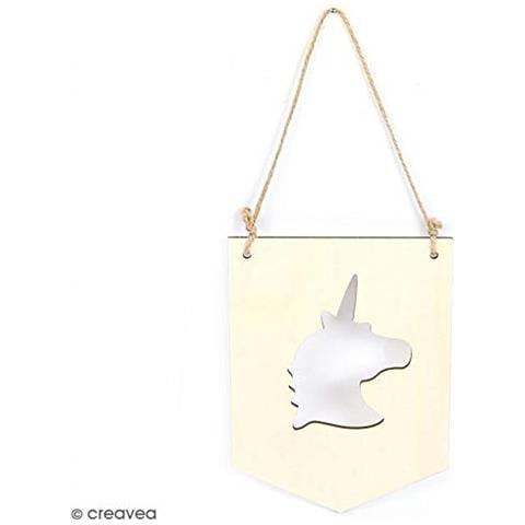 Sospensione Gagliardetto In Legno 20 X 15 Cm - Unicorno - Foto 2