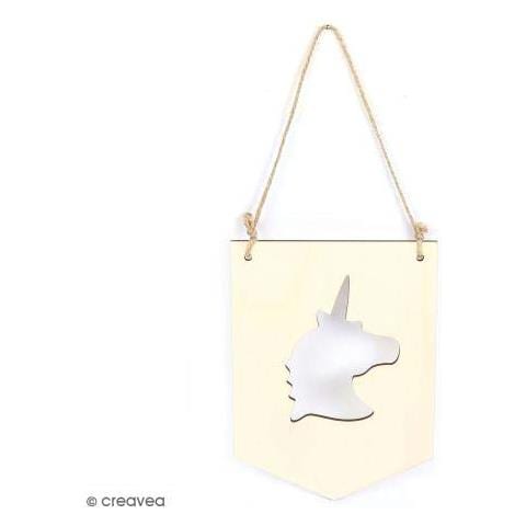 Sospensione Gagliardetto In Legno 20 X 15 Cm - Unicorno - Foto 1