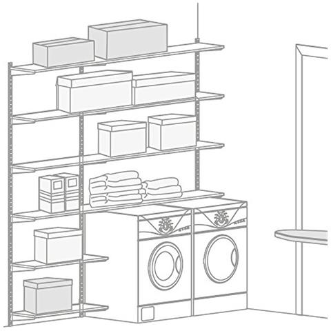 7908912 Supponti Per Mensola Con Profilo Cremagliera Doppia Perforazione Passo 32mm, Bianco, 370mm, Set Di 20 Pezzi - Foto 2