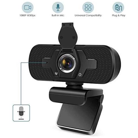 grandangolo a 110 gradi fotocamera USB per computer desktop e laptop con copertura per la privacy e treppiede,riduzione del rumore 2K USB PC Webcam con microfono plug and play per lo streaming